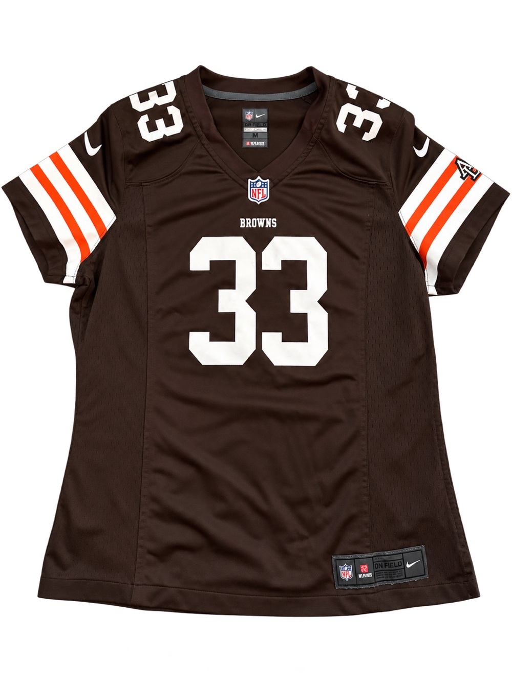 Nike Women’s Browns #33 Jersey in Brown with White and Orange Accents